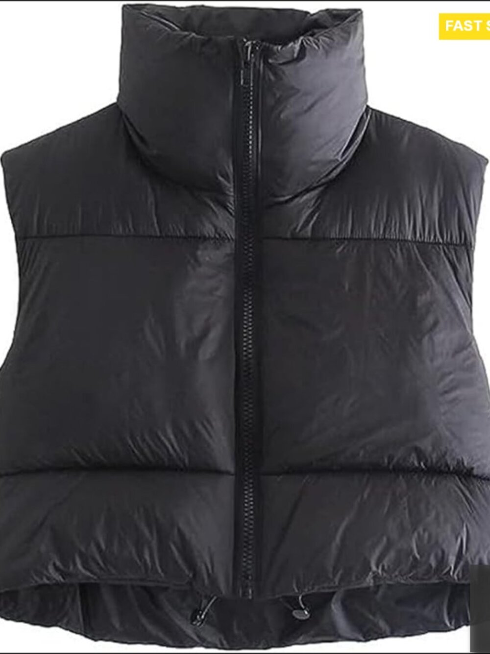 High Neck Zipper Cropped Puffer Vest Jacket Chic Minimal Loose Fit